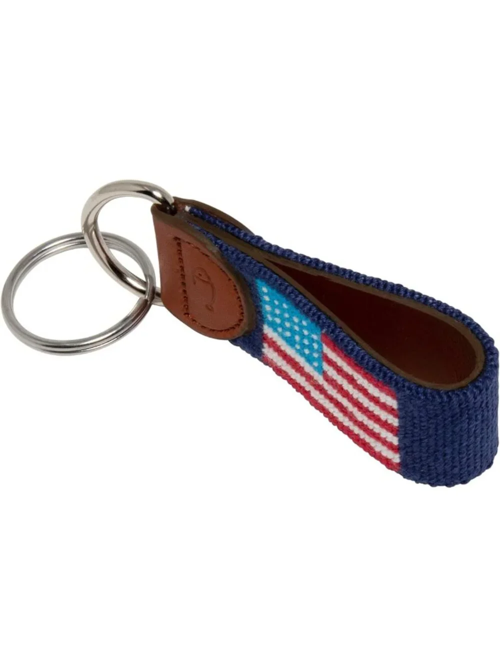 Hand-Stitched Leather Needlepoint Key Fob | Stylish Key Chain Accessory